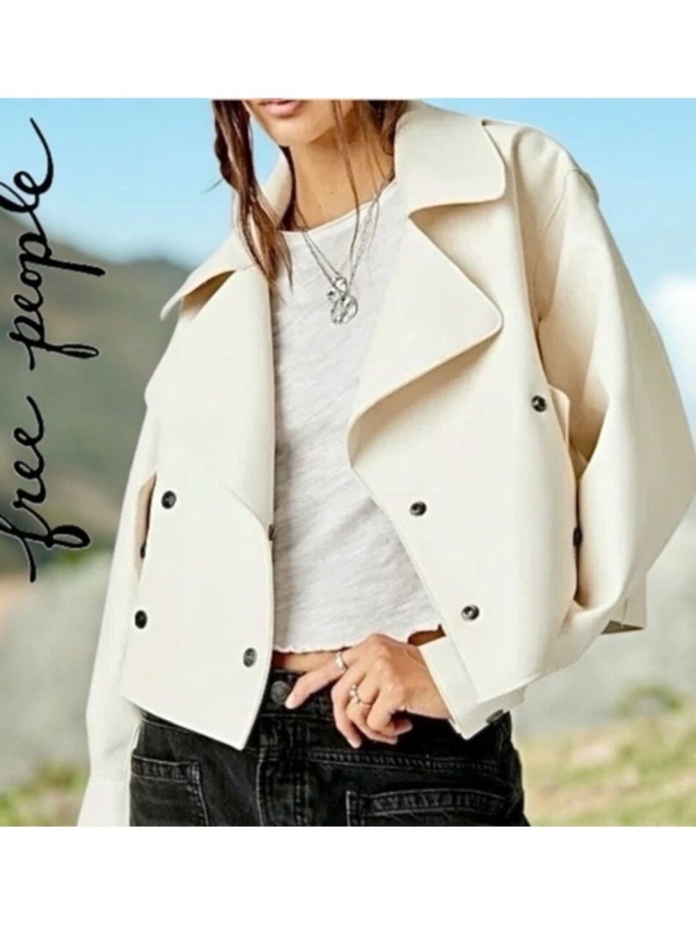 Free People | We The Free Alexis Vegan Jacket Ivory Size S Washable!